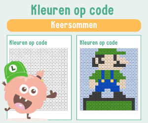 Werkbladen rekenen kleuren op code Luigi