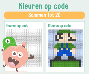 Werkbladen rekenen kleuren op code Luigi