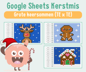 Werkbladen kerst rekenen grote keersommen