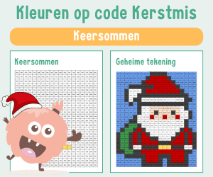 Werkbladen kerst kleuren op code keersommen